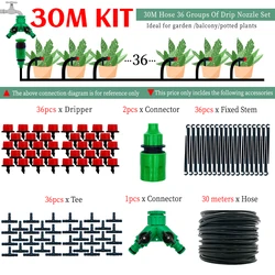 DIY Drip Irrigation System with Adjustable Drippers - Automatic Watering Garden Hose Kit (30M)