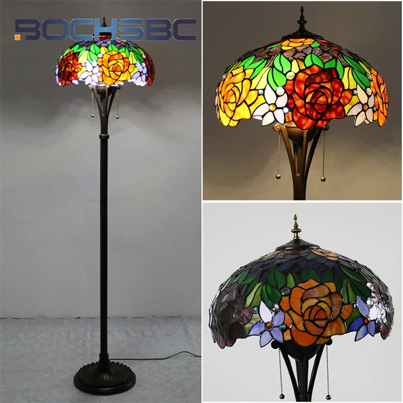 

BOCHSBC Tiffany Floor lamp rural Nordic style creative decoration office living room bedroom study bedside reading floor lamp