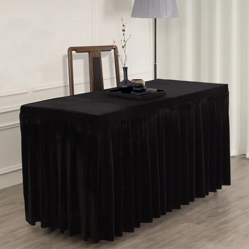 Fashion Table Skirt Rectangular Tablecloth Conference Room Exhibition Flannelette Desk Cover Wedding Home Hotel Decor