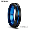 Tigrade Titanium Ring 6mm 8mm 10mm Black Blue Centre Groove Wedding Band Comfort Fit Matte for Men Women 1