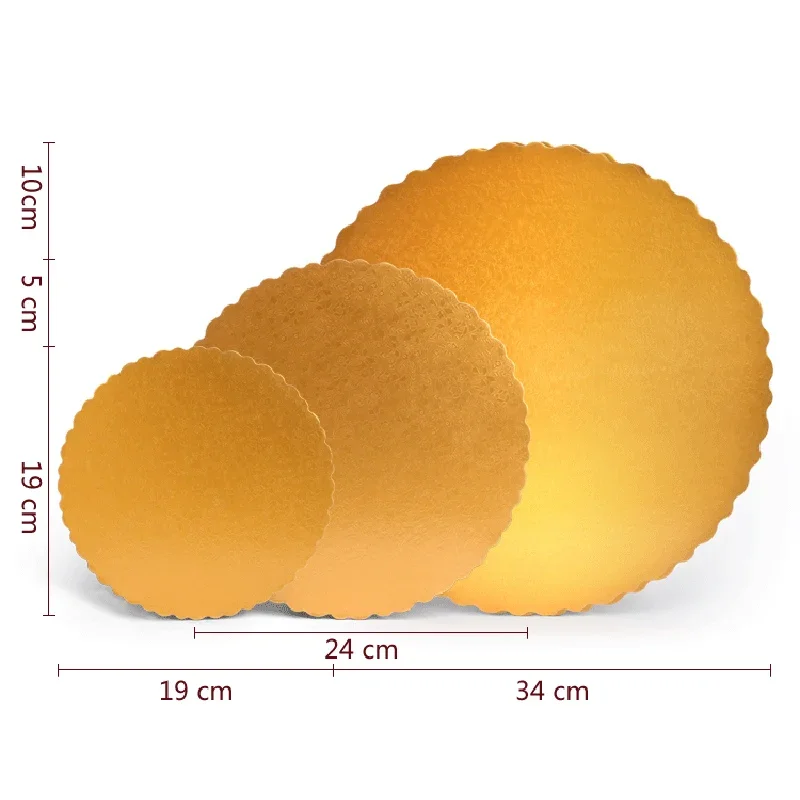5pcs 6/8/12inch Cake Hard Paper Pad Wedding Birthday Party Trays Gold Card Board Flower Lace Round Cake Boards Decorating