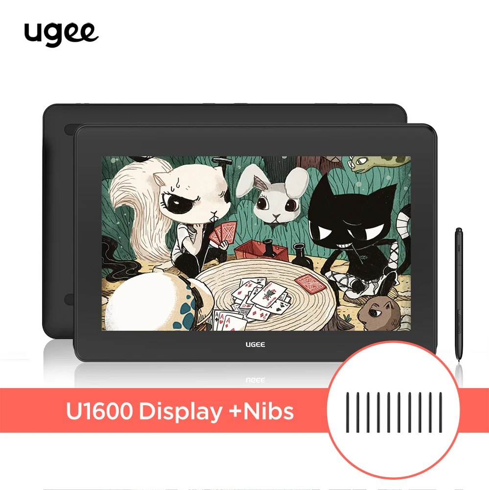 UGEE U1600 Graphics Tablet Monitor with 15.4inch HD Screen 127%sRGB 5080lpi  for Designing Teaching Support Android Windows MacOS - AliExpress