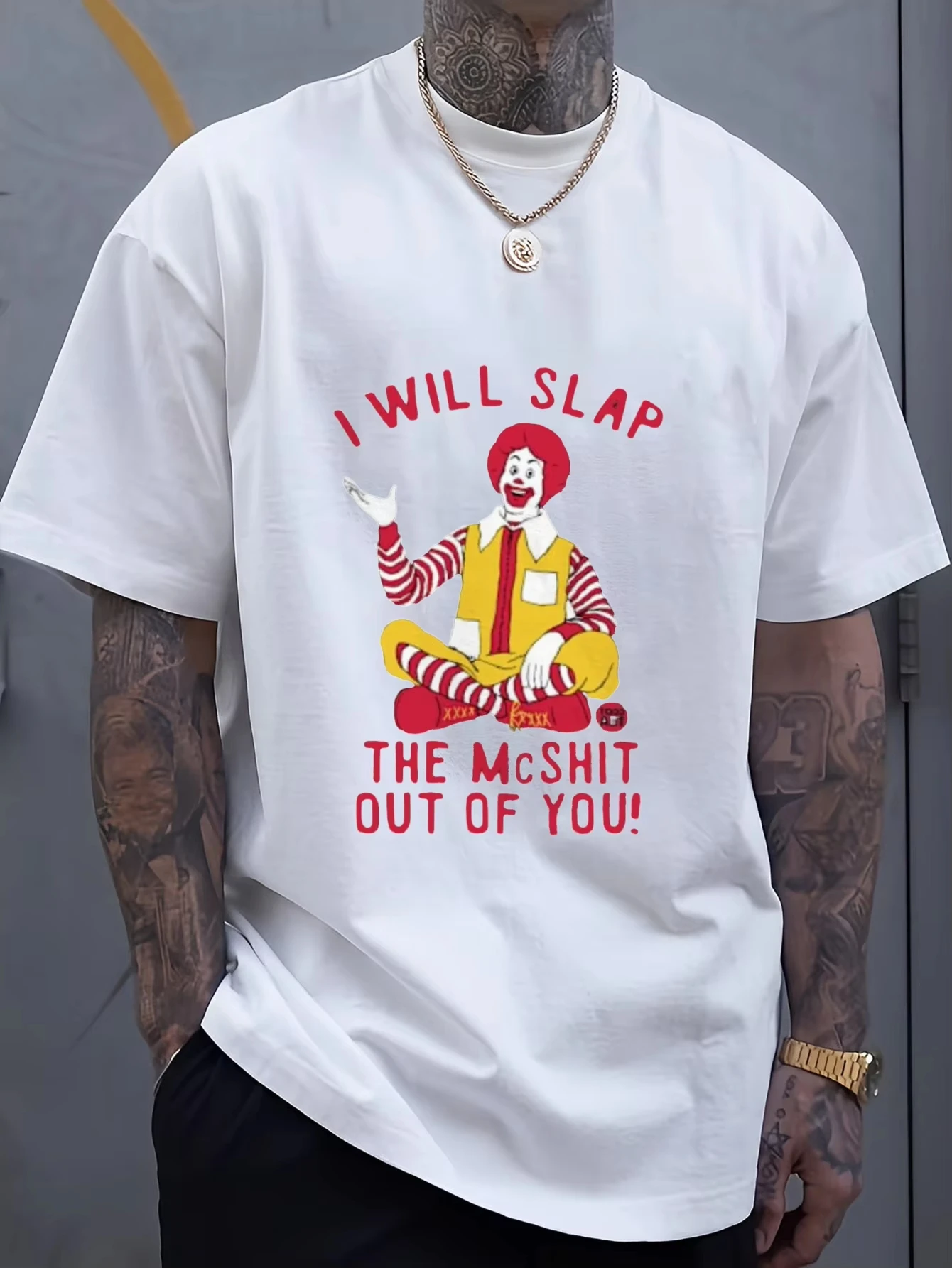 Men'S Plus Size I Will Slap The McShit Out of You Printed T-Shirt - Comfortable and Breathable for Casual Wear view 2