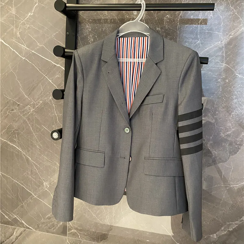 

TB Grey Suit Women Slim and Slim Suit Four Bars British Style Short Formal Coat~Pair