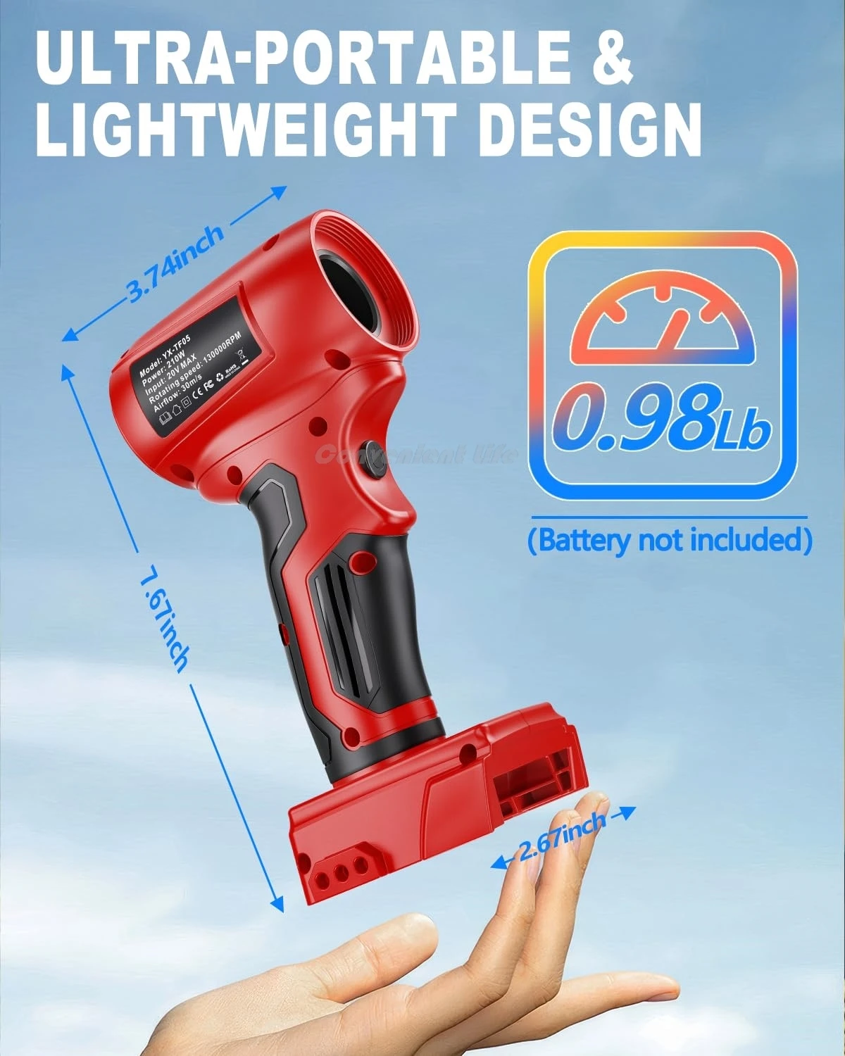 130000RPM Brushless Violent Turbo Fan for Milwaukee M&18 18V Battery Violent Wir