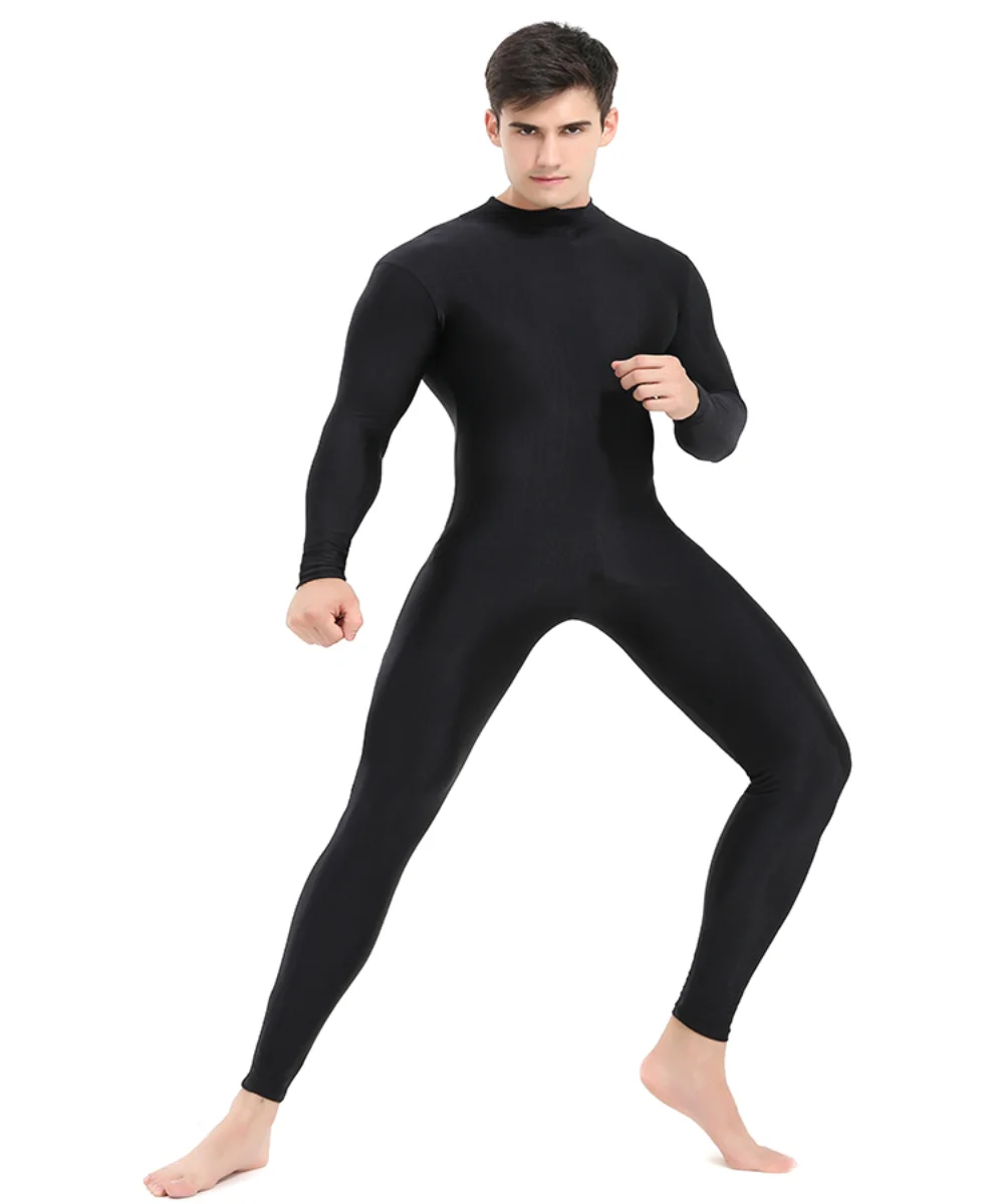 Dance Bodysuit Speerise Mens Black Turtleneck Spandex Long Sleeve Unitard Unisex Full Length Ballet Bodysuit Footless Dancewear Costum