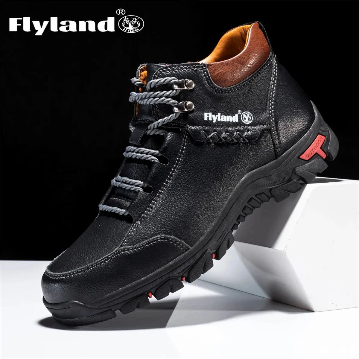 FLYLAND Classic Leather Casual Men's Shoes Business Driving Flats Fashion Ankle Boots 2