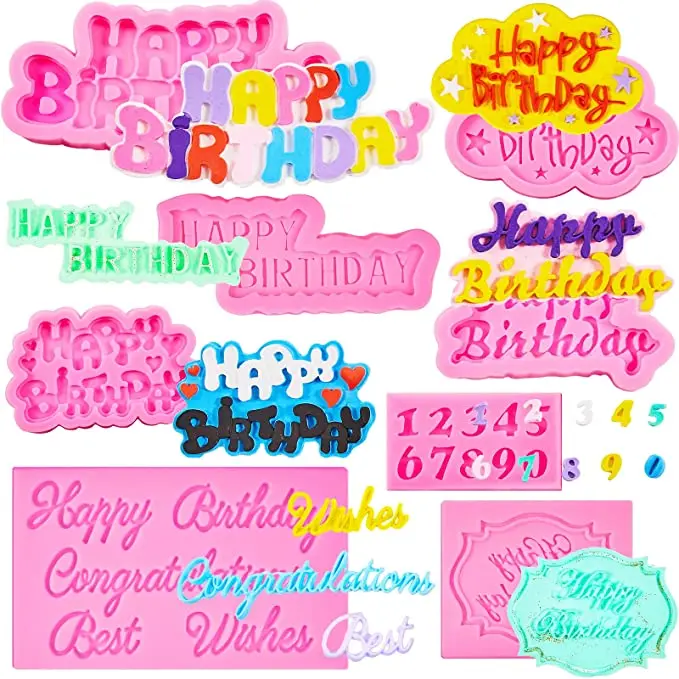 

Happy Birthday Letter Silicone Mold DIY Cake Fondant Mold Chocolate Fondant Birthday Cake Decoration Tool Dessert Cupcake Mould