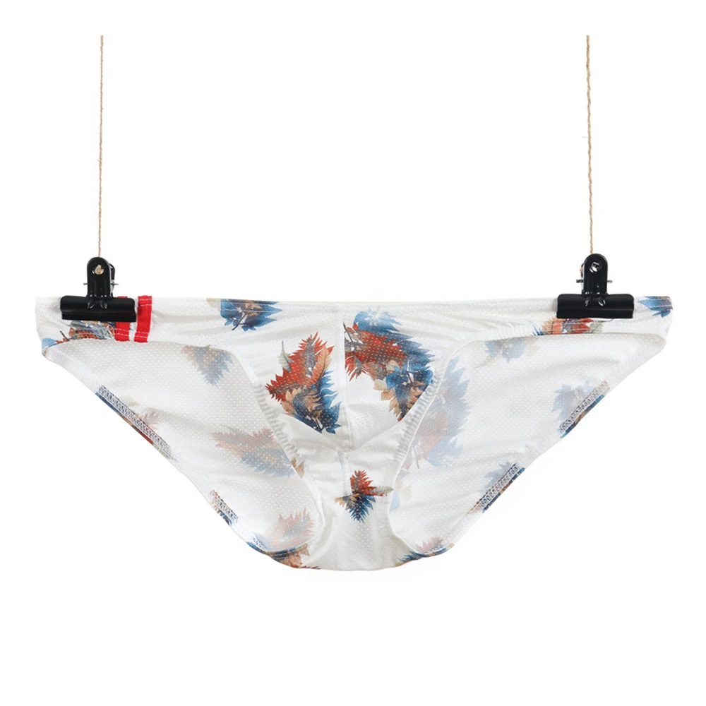 

1pc Sexy Men's Printed Low Waist Briefs Shorts Lingerie Underwear U-convex Pouch Underpants Elastic Man Knickers Panties
