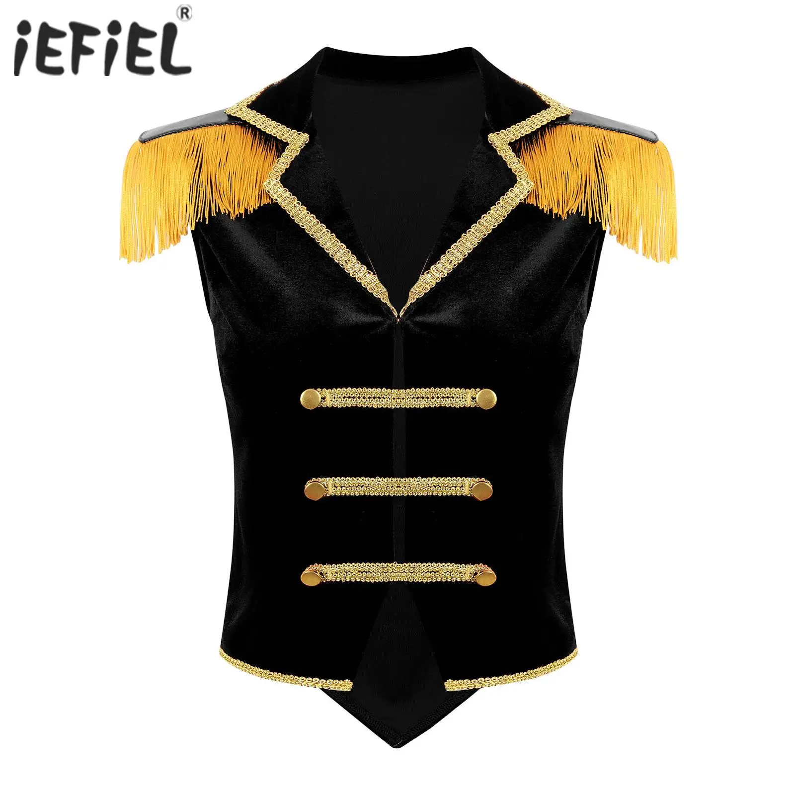 

Womens Ringleader Lion Tamer Waistcoat Circus Ringmaster Costumes Vest Jacket Showman Halloween Costume Cosplay Party Outfit