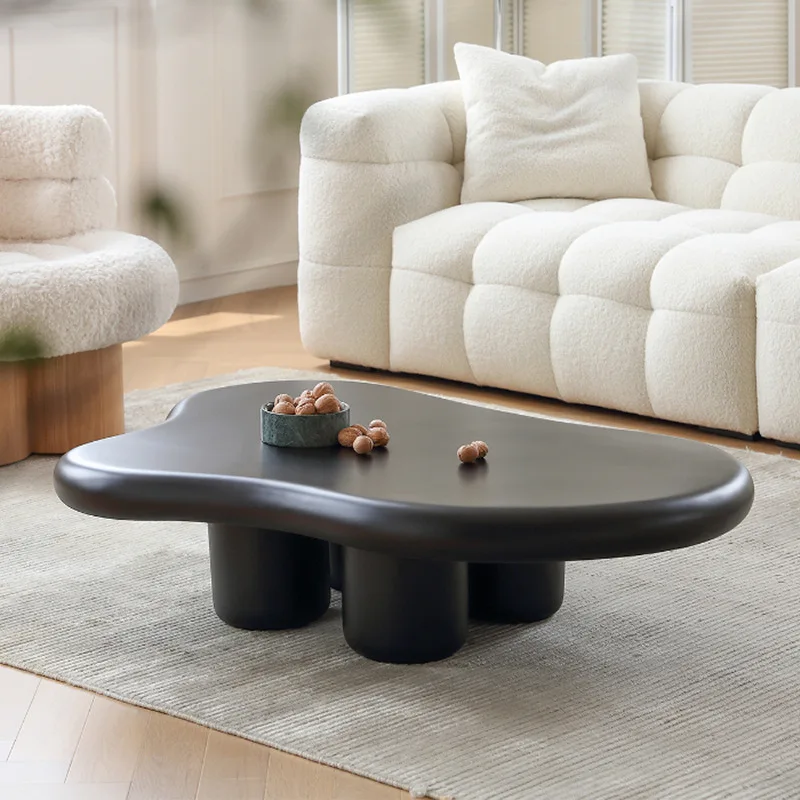 

French Style Irregular Cloud Coffee Table Nordic Retro Home Living Room Coffee Tables Rubber Wood Furniture Mesa De Centro