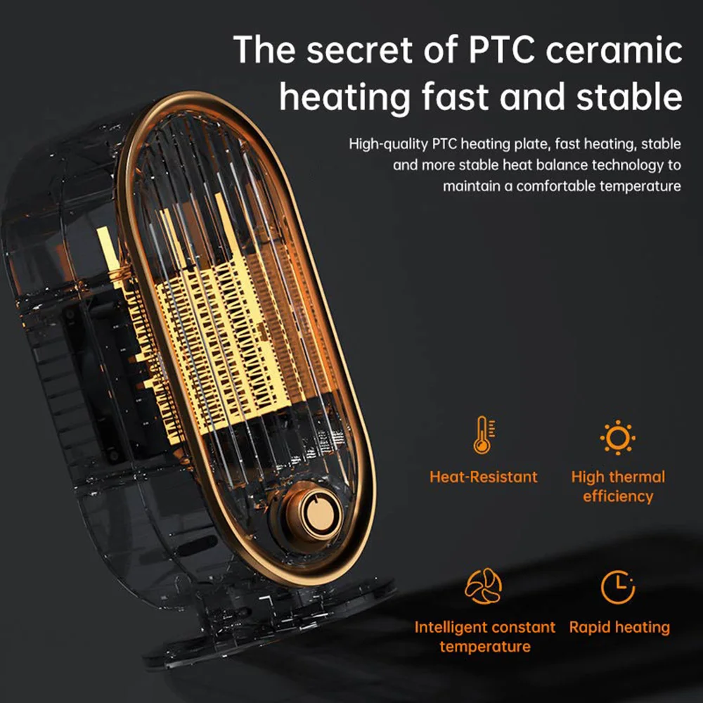 Portable Electric Heater Fan Heater Home Dormitory Office Room Heating Stove  Hot Fan Space Heater 2-Pin Flat Plug Power Cord