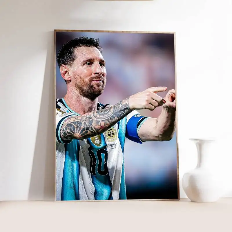 L-Lionel M-Messi Poster Self-adhesive Art Waterproof Paper Sticker Coffee House Bar Room Wall Decor