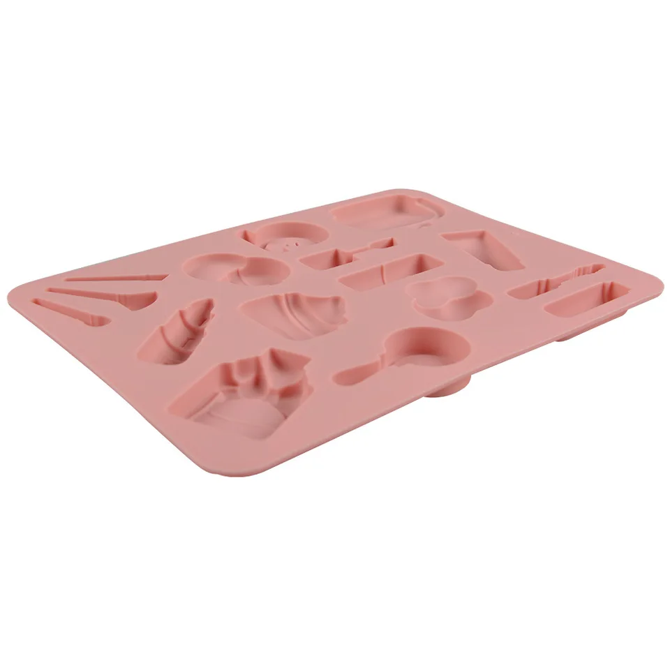 RFGHAC Set 4 Stampi In Silicone A Tema Trucco - Forbici, Rossetto E Pennelli Per Cioccolato, Fondente E Decorazione Torte