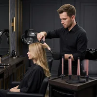 Ensemble de coiffure 5-en-1 interchangeable, fer à boucler multifonctionnel, brosse lissante avec écran LCD, peigne chauffant, gant anti-brûlure 2