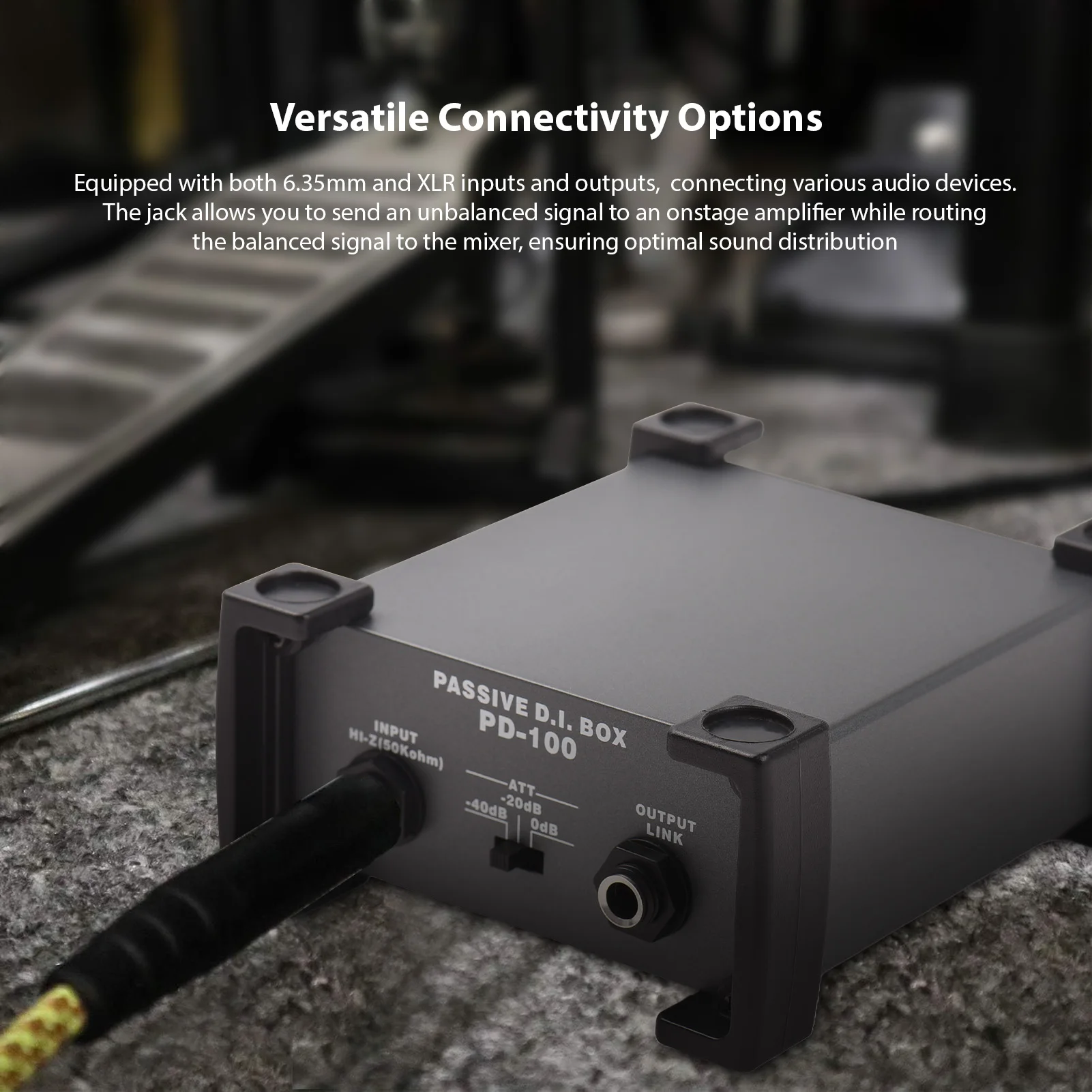 2 Channels Passive DI-Box Unit Hum Eliminator 1/4'' instrument Direct Box to XLR Professional Impedance Transform Audio Isolator
