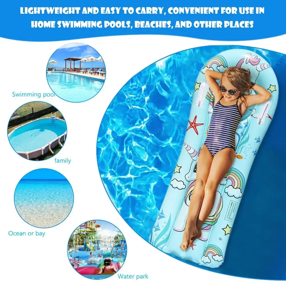Child Inflatable Pool Mattress Flamingo PVC Air Mattress Swimming Pool Water Floating Bed Swimming Pool Accessories Gift for Kid 6