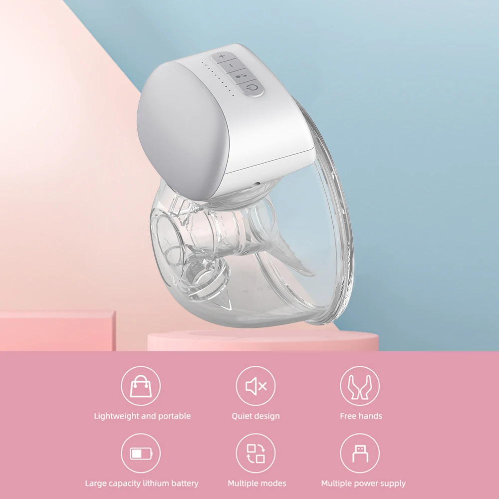Breast Pump Bebebao BB-P1 Electric Wearable Breast Pump Hands Free Portable Wearable Breast Cup 8oz/ 240ml BPA-free 3 Modes 10 Suction Level