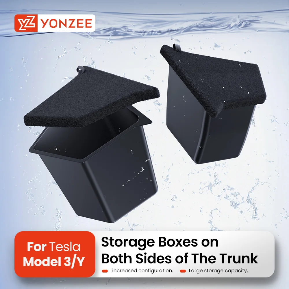 YZ For Tesla Model Y Juniper 21-2026 Trunk Side Storage Box Hollow Cover Organizer Flocking Mat Partition Board Stowing Tidying