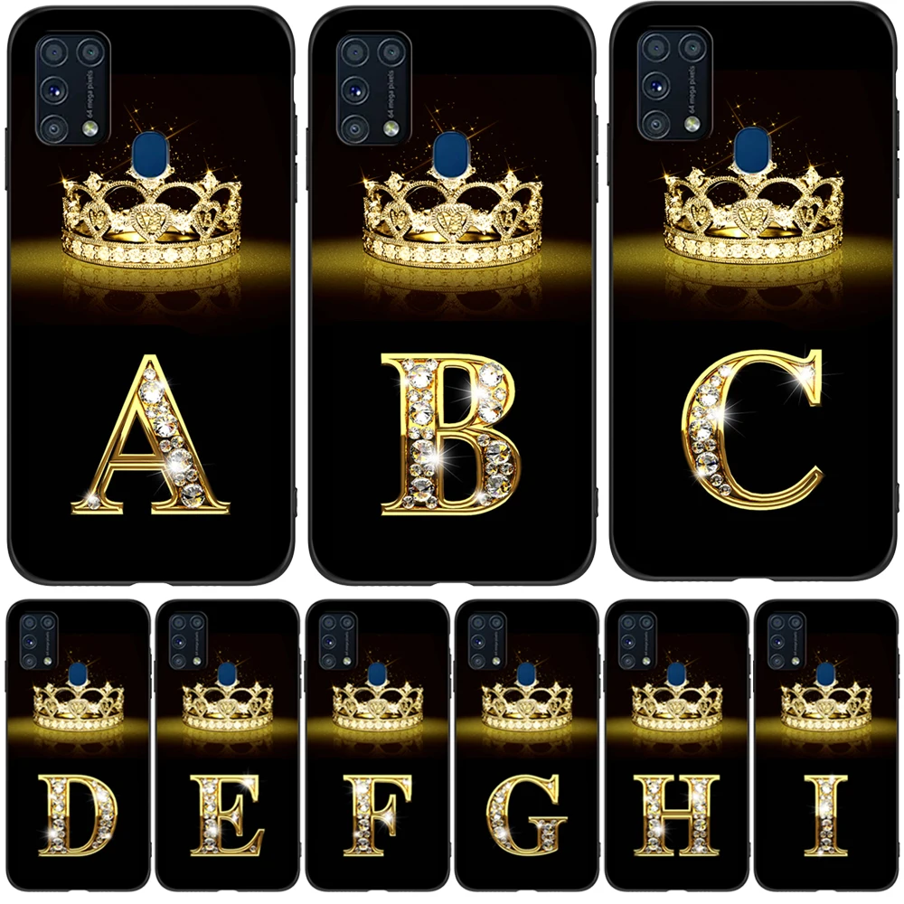 Per Samsung Galaxy M31 4G Cover Posteriore Custodia M 31 M315 Custodia In Silicone Nero Tpu Lettere Dorate