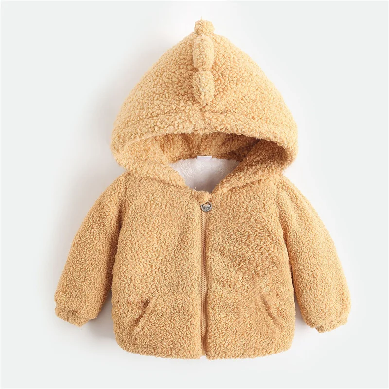 Boys Padded Thickened Outerwear Girls Winter Warm Hooded Solid Color Coat Autumn Children New Casual Cotton Clothes 12M-5Y