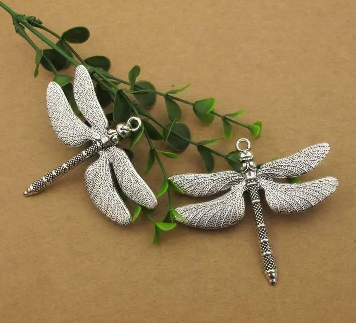 

2pcs 63x72mm tibetan silver color dragonfly design charms pendant H0156