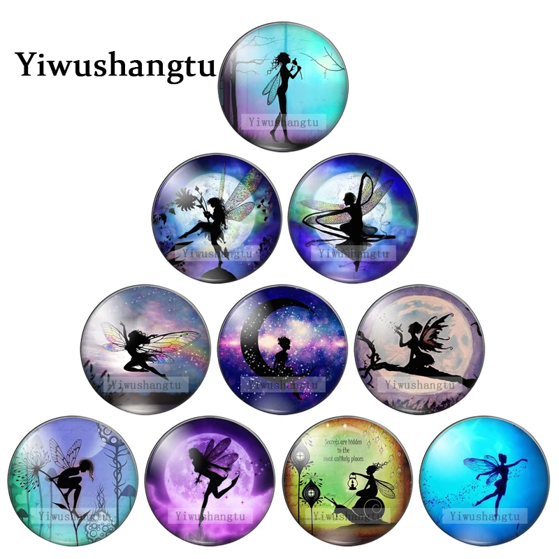 Lovely Moon Wings Fairy Angel Lady Art Paintings 8Mm/12Mm/20Mm/25Mm Round Photo Glass Cabochon Demo Flat Back Making Risultati