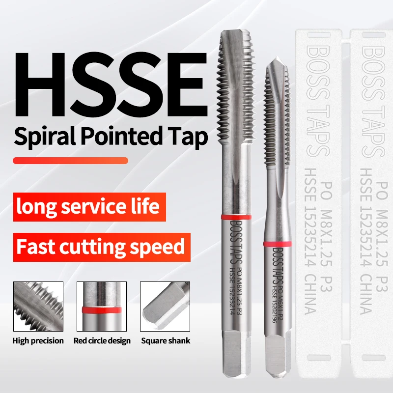 HSSE Red Ring JIS Standard Spiral Pointed Tap M1 M1.2 M2 M3 M4 M5 M6 M7 M8 M9 M10 M11 M12 Machine Sc
