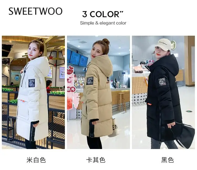 2021 Winter Jacket Hit Color Big Fur Collar Down Jacket Female New Korean Version Mid-Length Thick Warm Bread Jacket