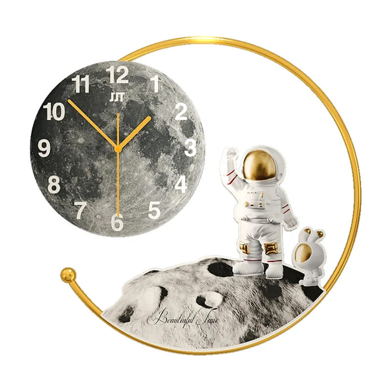 

Iron Art Creative Living Room Decorative Silent Sweeping Wall Clock, Space Modern High Density Dial Plate Remote Control light