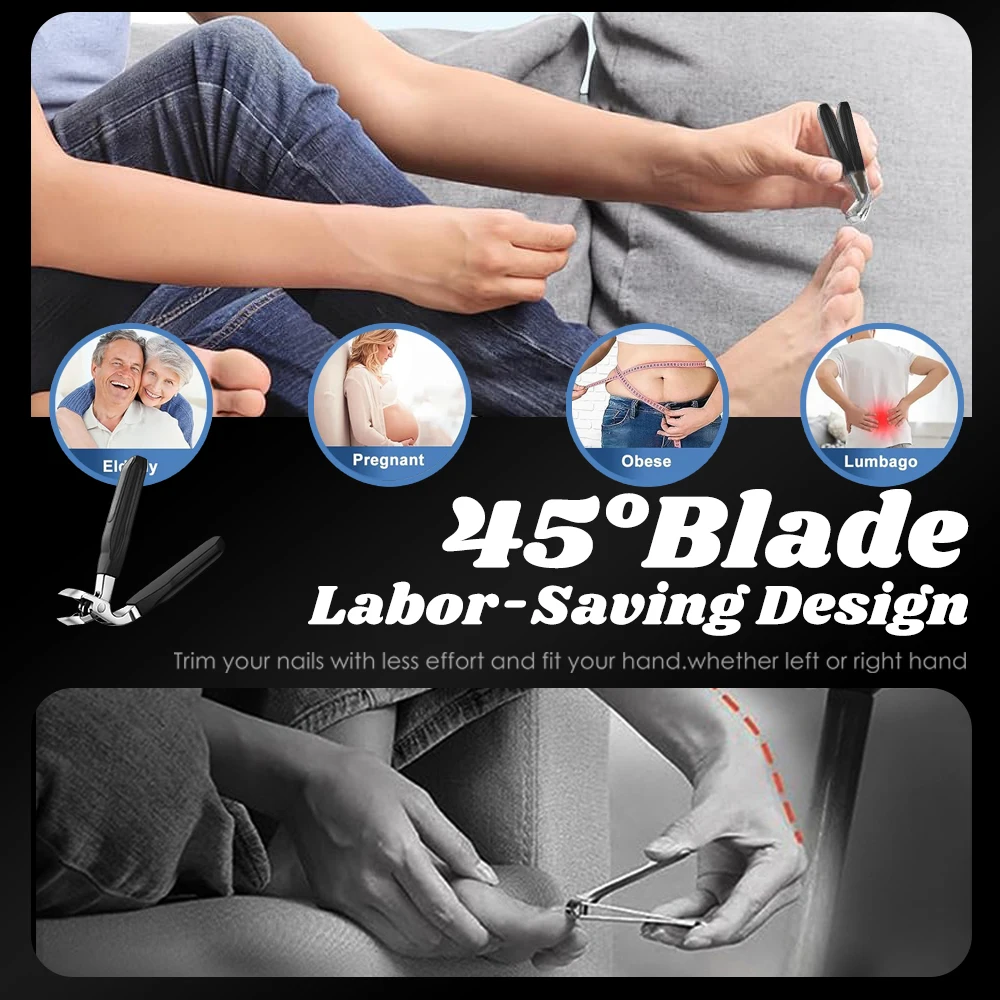 1Pcs Angled Head Nail Clippers for Seniors Ergonomic Toenail Clipper for Thick Nails, Premium Steel Nail Cutter Trimmer