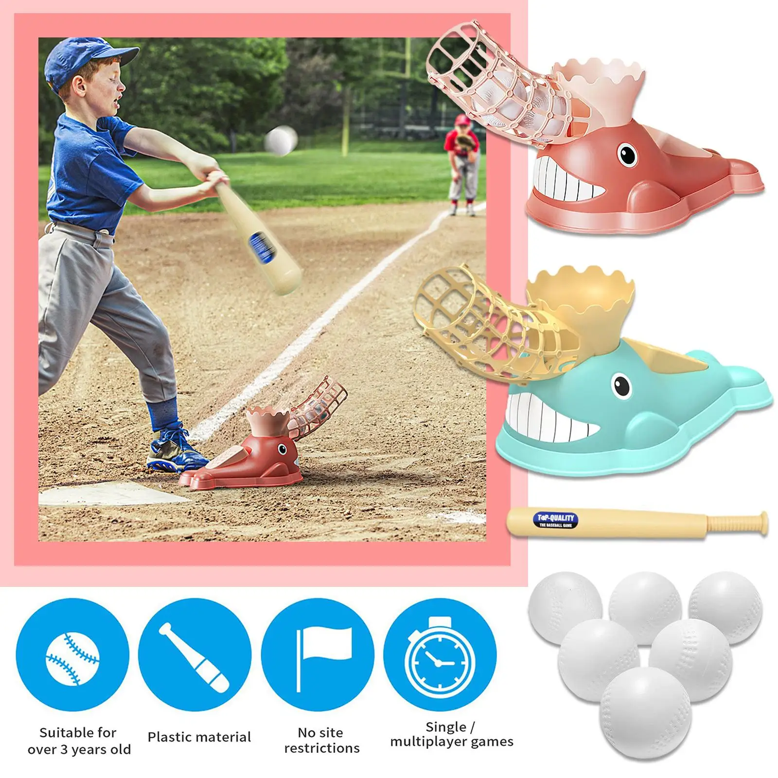 Automatic Baseball Ball Machine Set Toy Pitching Sports Fitness