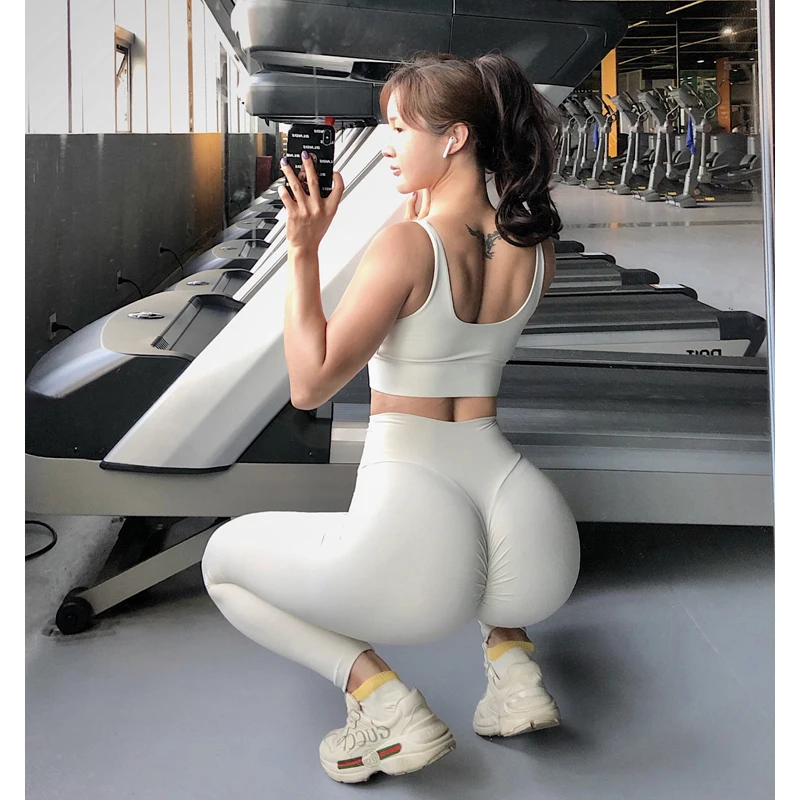 Pantalones deportivos de Yoga para mujer, ropa deportiva ajustada de  cintura alta desnuda, ropa de gimnasio - AliExpress