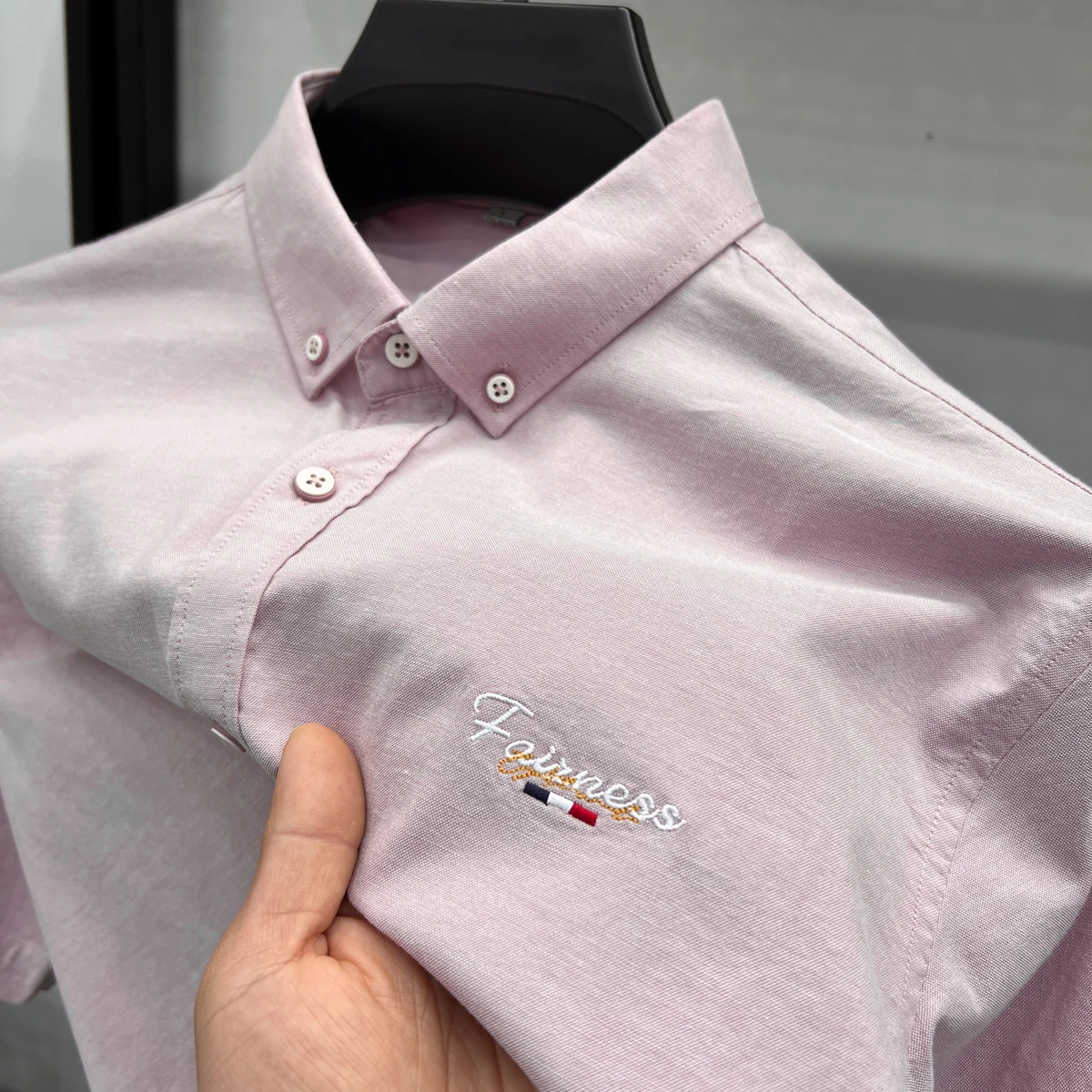 Designer New Men's High-End Brand 2024 Summer Embroidery 100% Cotton Shirt Business Casual Breathable Lapel Top Men's Clothing 4