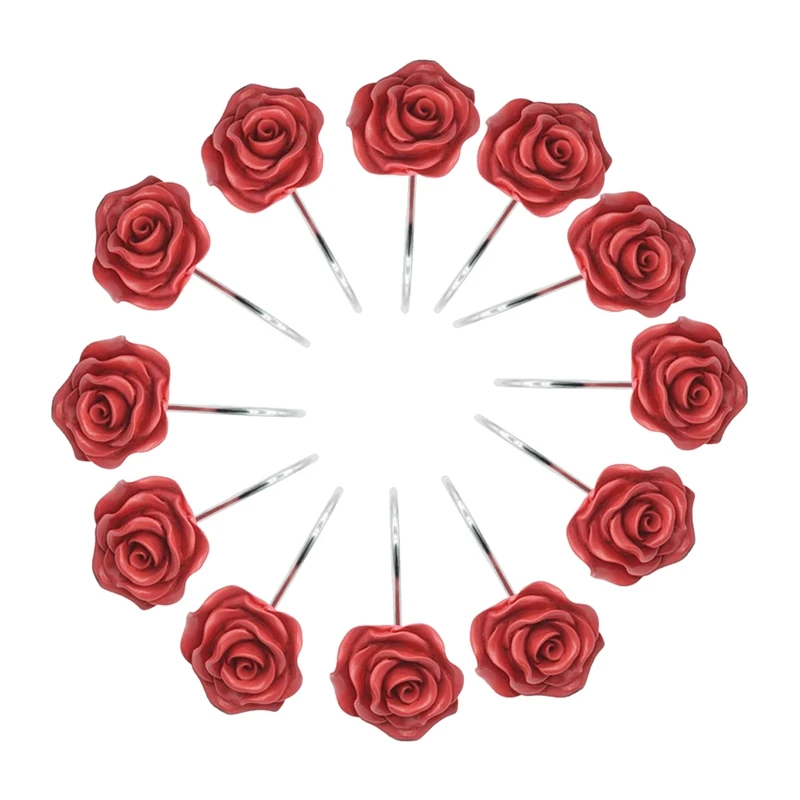 

12 PCS Shower Curtain Hooks,Resin Rose Flower Shower Hooks Rings For Bathroom Shower Rods Curtains