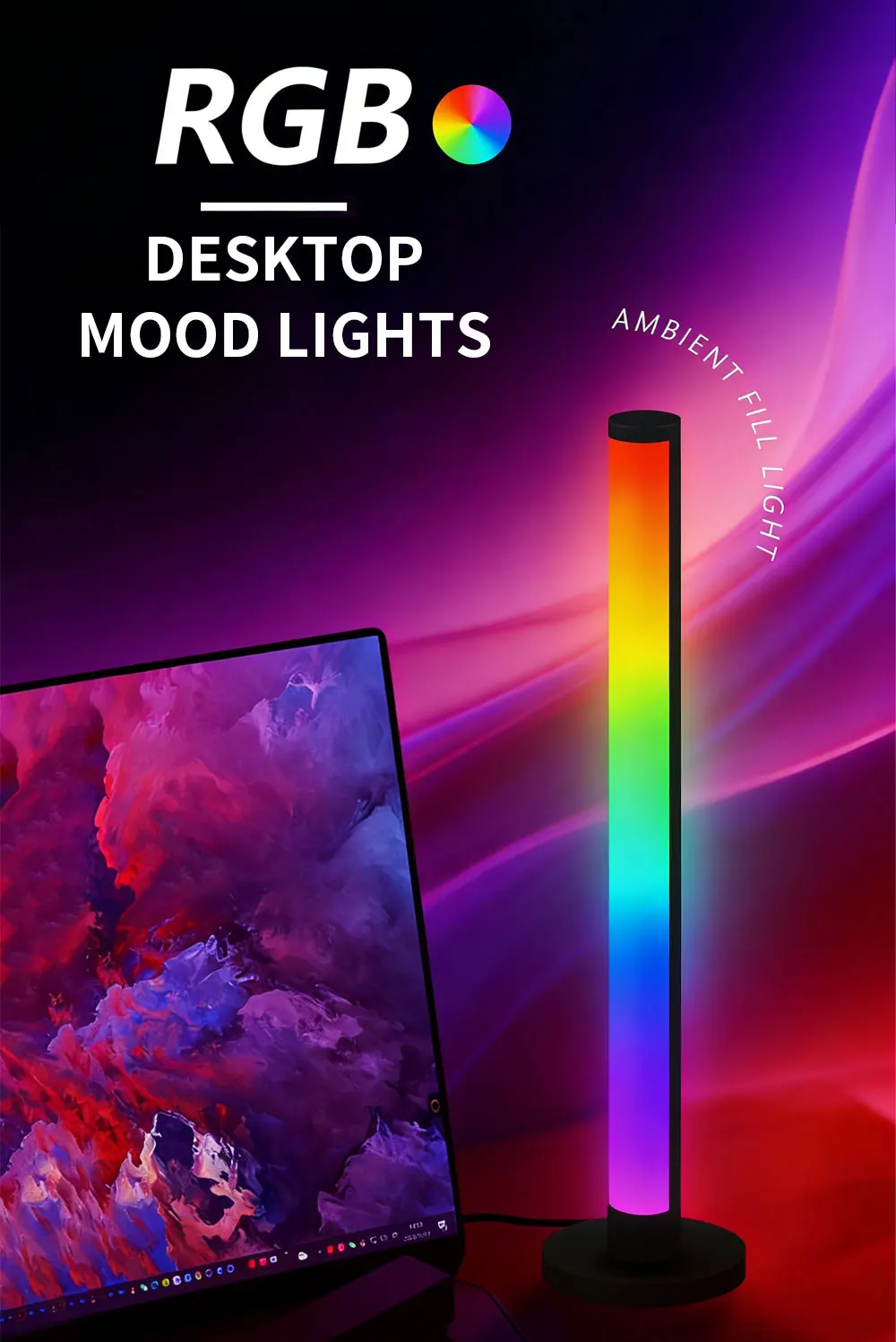 Smart RGB LED Floor Lamp Dual Use – App & Remote Control, Music Rhythm Sync Color Changing Ambient Light for Gaming Setup, Bedroom & Home Decoration