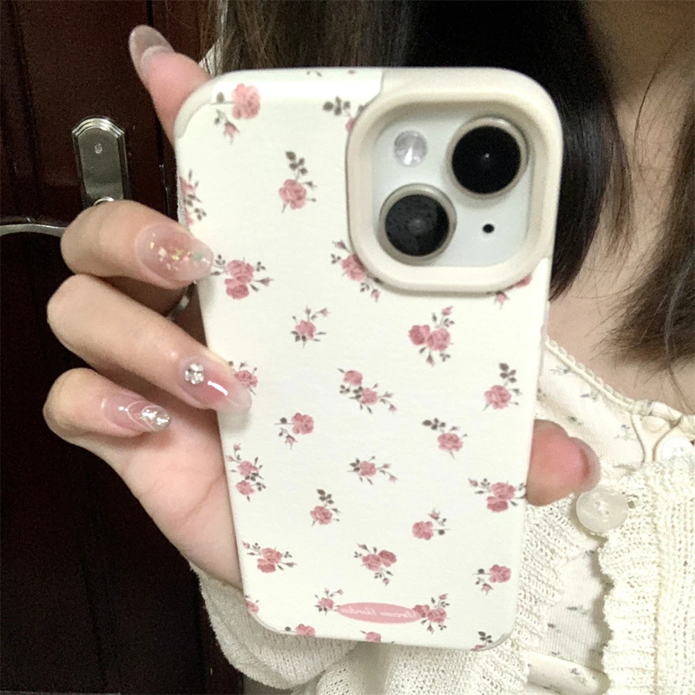 Кожаный чехол с цветочным принтом для iPhone 15 14 13 12 Pro Max 11