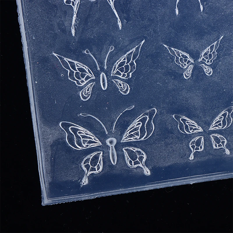 1개 실리콘 네일 몰드, 달콤한 레이스 꽃 나비 리본 네일 아트 장식 템플릿, DIY 디자인 투명 매니큐어 스텐실