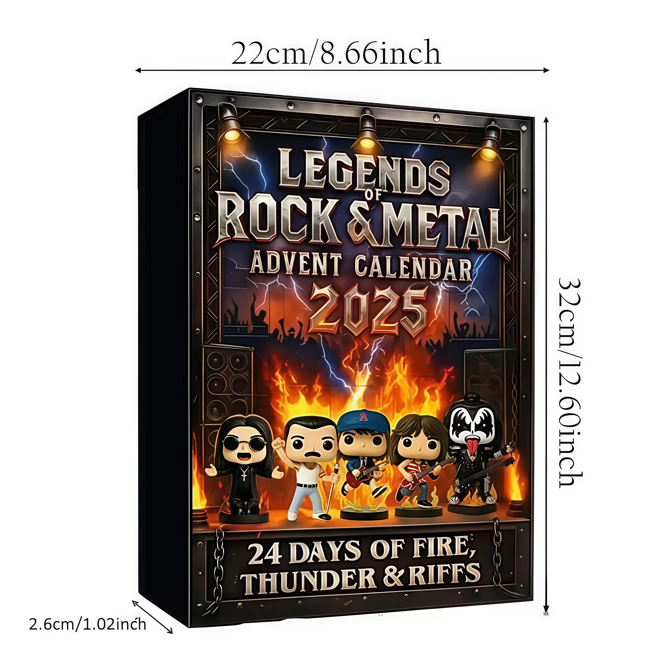 Christmas Advent Calendar Gift Rock and Metal 2D Flat Acrylic Iconic Blind Box Rock and Metal Fans Xmas Countdown Calendar