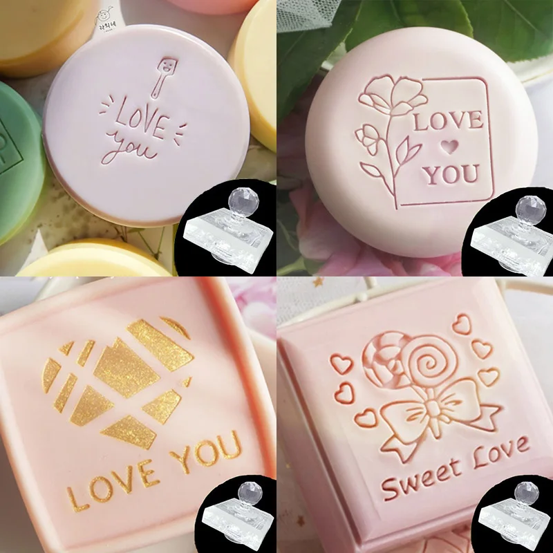 Custom Personalised Love Thank you Soap Stamp Mini Clear Sealing Seal Mold For Diy Handmade Soap Making Supplies Kits Tools
