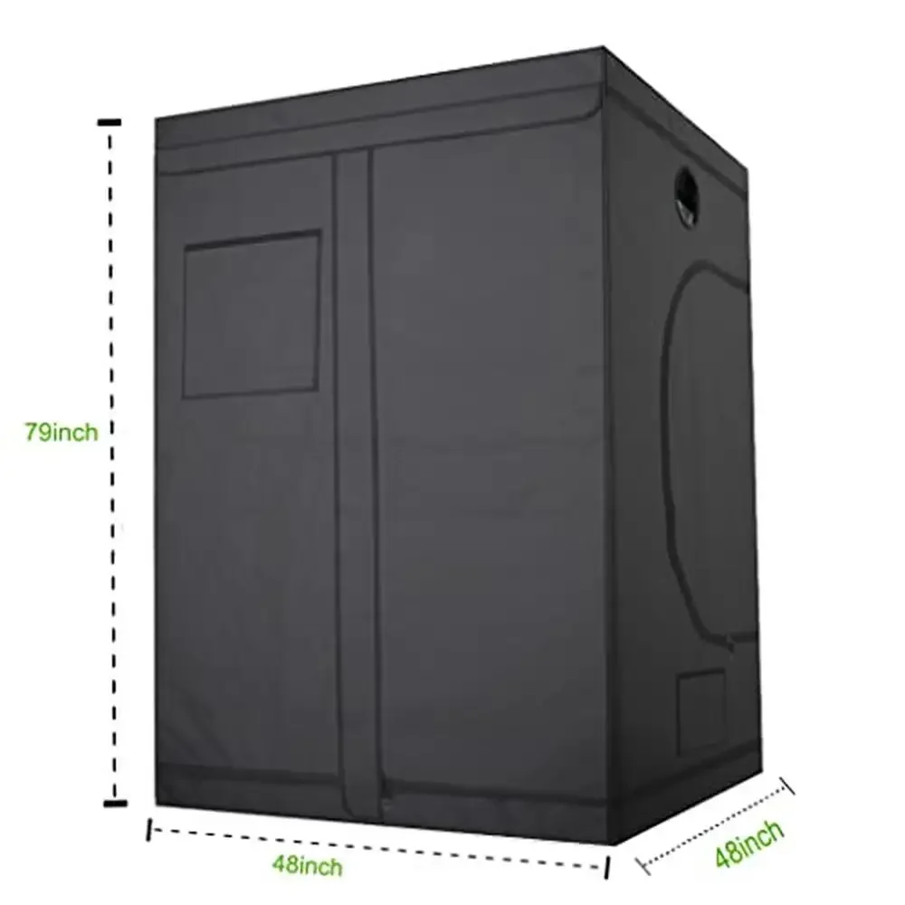 Indoor Grow Tent Black 48''x48''x79'' 600D Diamond Mylar 16mm Metal Poles Waterproof Floor Hanging Dry Rack Ventilation Ports