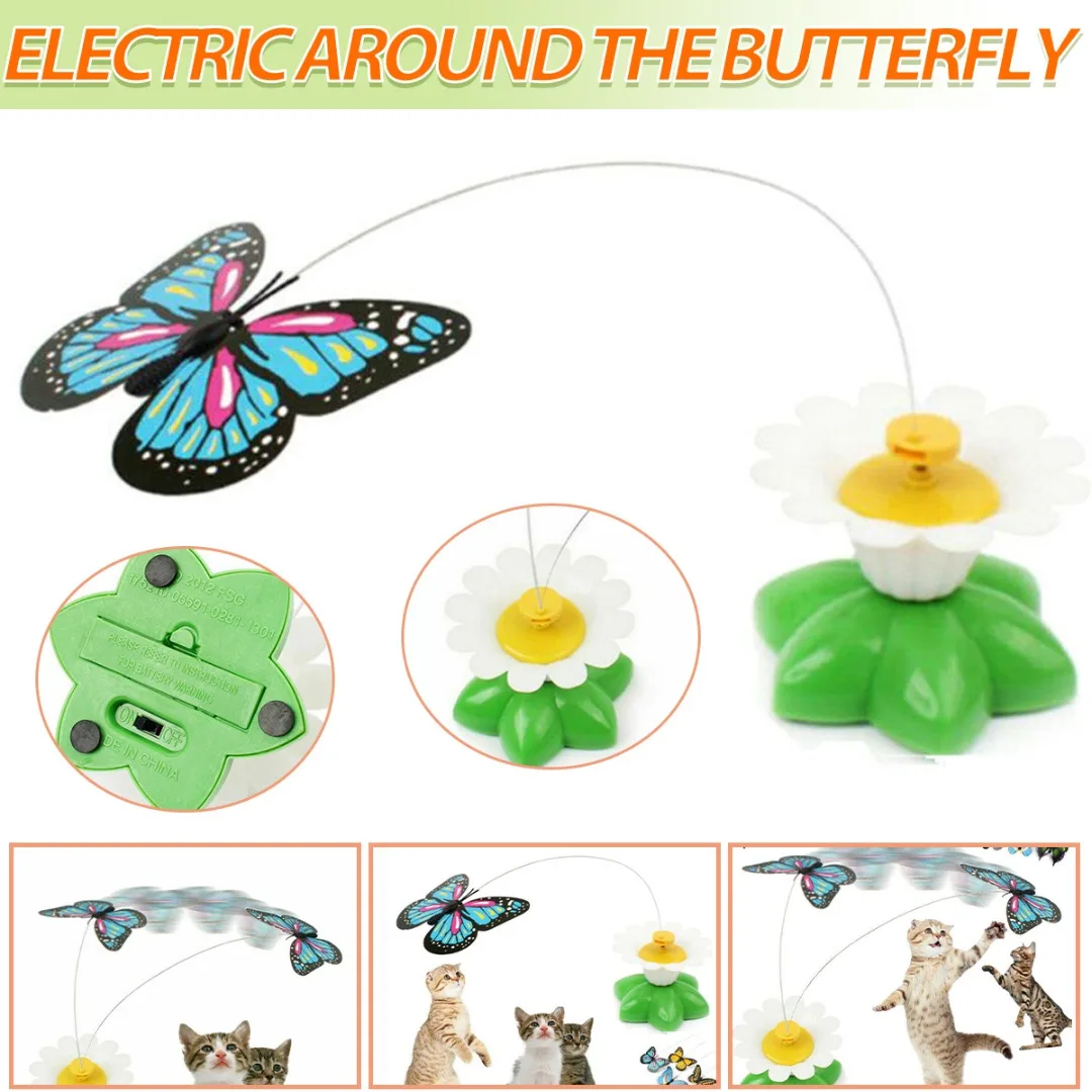 

Creative Butterfly Rotating Cat Toy Practical Electric Pet Cats Interactive Toys Home Pets Funny Playing Supplies