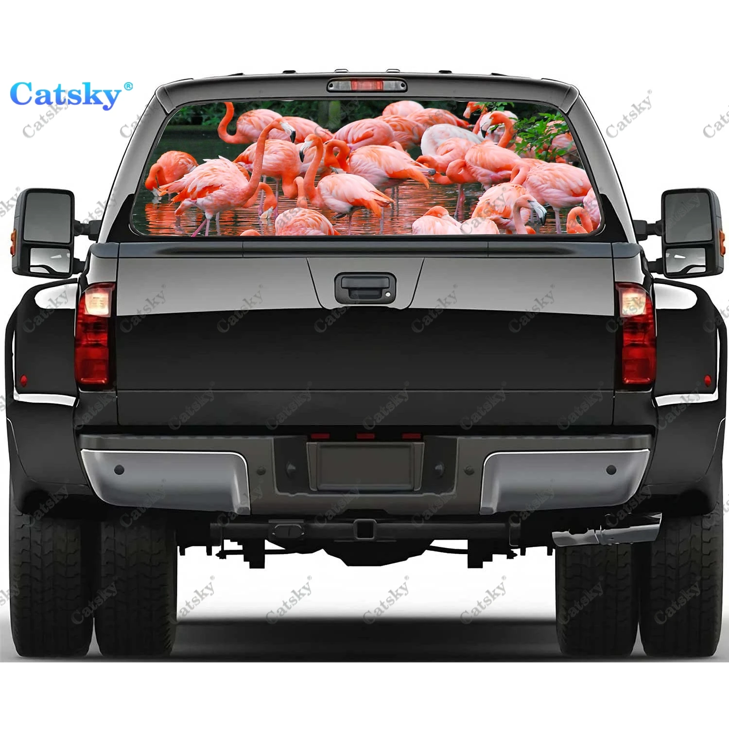 

flamingo animal Window Decal Sticker Graphic PVC Decorative Truck Sticker Perforated Vinyl Universal Sticker