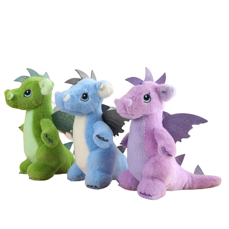 New Interesting Creative Colorful Dragon Have Wing Soft Plush Toys Accompany Dolls Sofa Decoration Girls Kids Birthday Presents decoration bronze factory outlets tibet silver old china silver dragon tortoise turtle phoenix bird statue wine teapot flagon