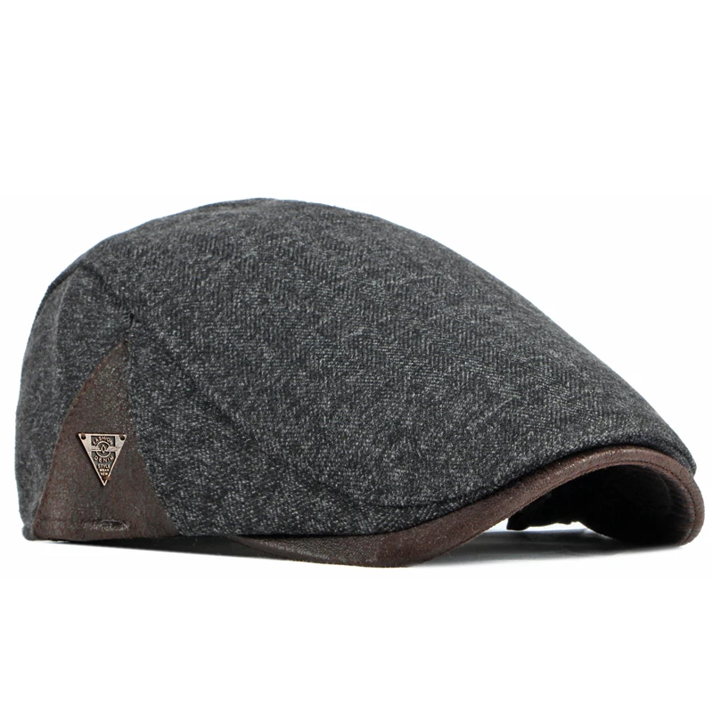 Beret Hat Newsboy Cap Newsboy Hat Woolen Beret Fashion Autumn Beret Hat Men Retro Newsboy Ivy Flat Cap Herringbone Duckbill Hat Painter Adjustable Gatsby Driving Cabbie Cap