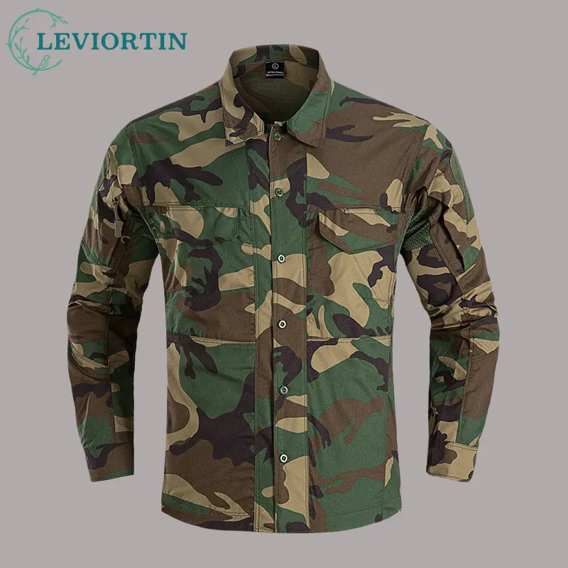 Men's Tactical Shirts Army Clothing Long Sleeve Breathable Quick Drying Shirts for Men Camouflage Military Combat Assault Shirt  tushi new quick release metal buckle tactical belt breathable elastic military belts for men stretch pant waistband hunting belt