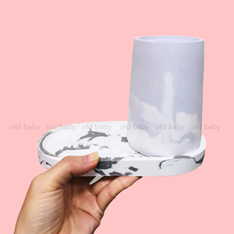Marble Vase Silicone Mold DIY Concrete Candle Vessel Mold Cement Candle