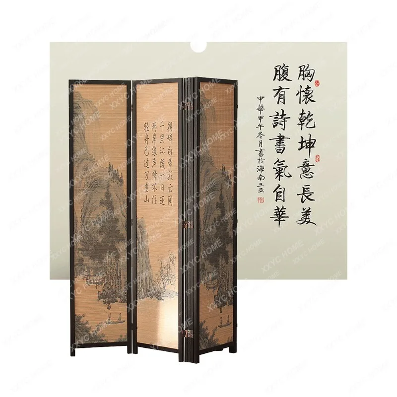 

Solid Wood Subareas Screens Accordion Partition Living Room Bamboo Indoor Blocking Barrier Distressed Office Study Tea Room