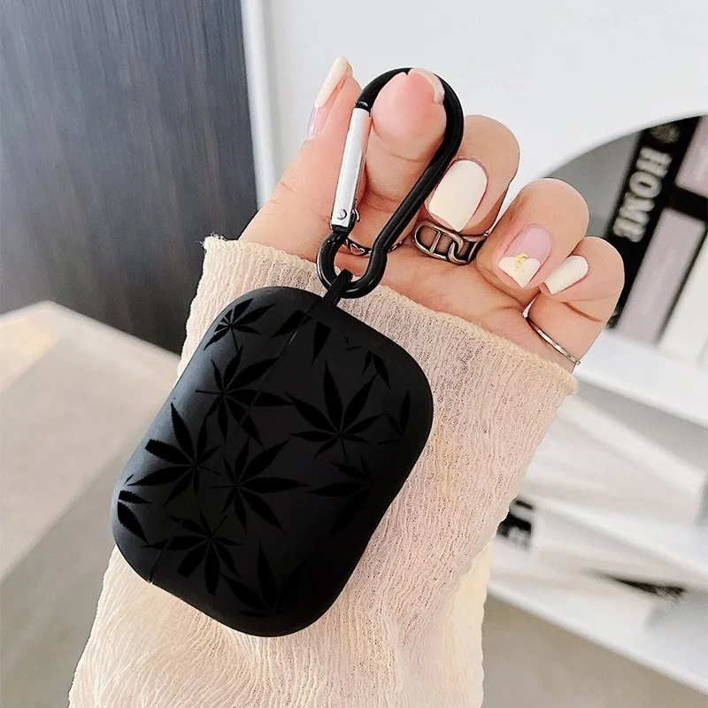 Black Graphic Case for AirPods Pro with Keychain