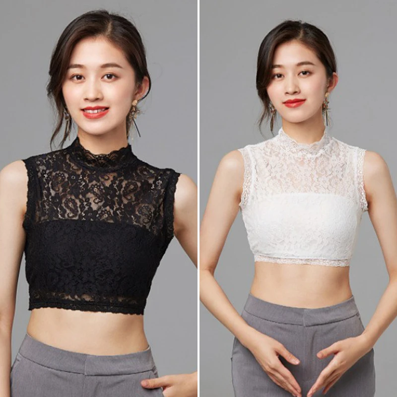  Detachable False Collar White Black Lace Floral Women Vest Elegant Style Blouse Shirt Mini Cape Basic Tops Removable Collar Tie 